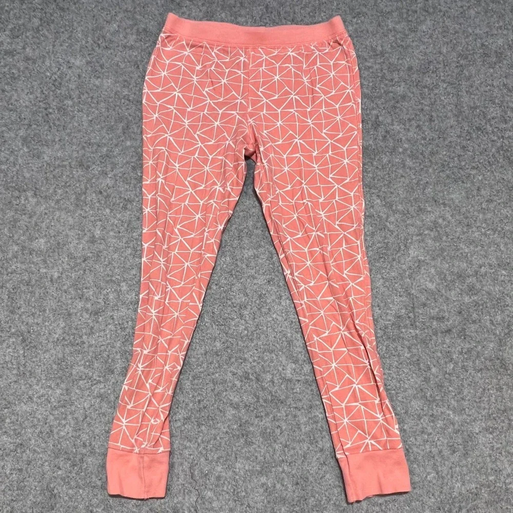 Cat & Jack Kids Pink Geometric Heart Cotton Pajama Set Size 10 Oatmeal Coral